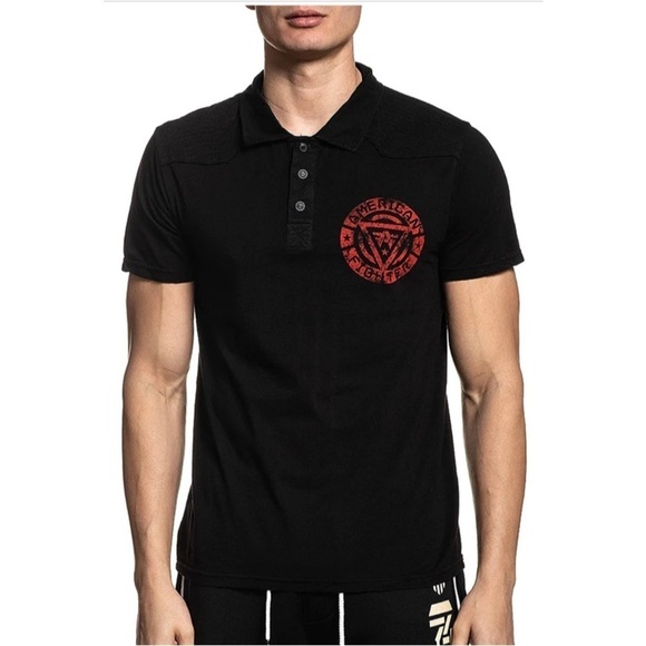 AMERICAN FIGHTER NORTHBRIDGE Black Red Men's Polo Shirt size L - Picture 1 of 16